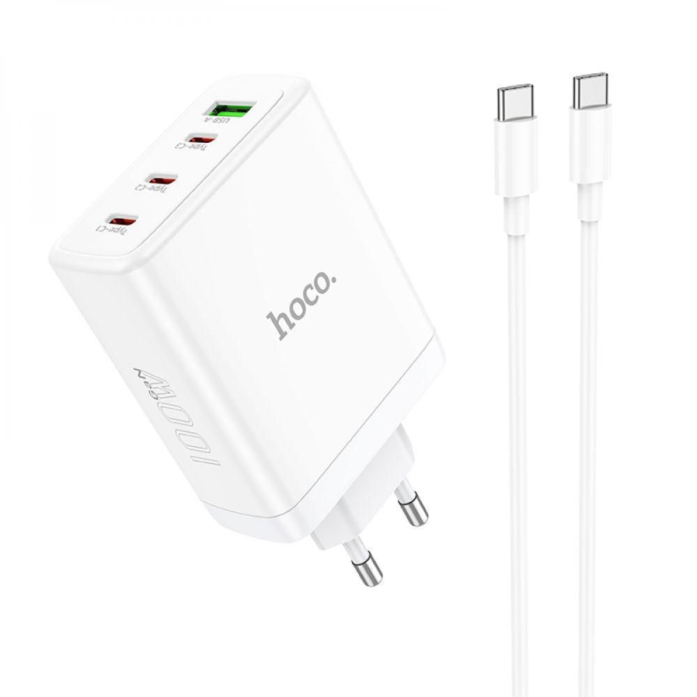 Мережевий Зарядний Пристрій Hoco N31 Leader GAN PD 100W/QC 22.5W Type-C to Type-C Колір Білий 6931474784186