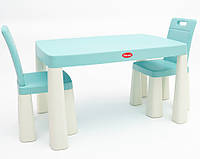 Детский стол и два стула (04680/7) Долони, пластиковый. Бирюзовый