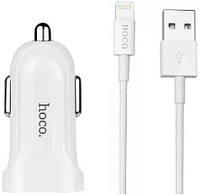 Автомобільний зарядний пристрій Hoco Z2 1.5 A 1 USB White + USB Cable Iphone 6