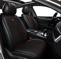 Накидки премиум качества на передние сиденья авто, 2 шт Черные+красные нить MC