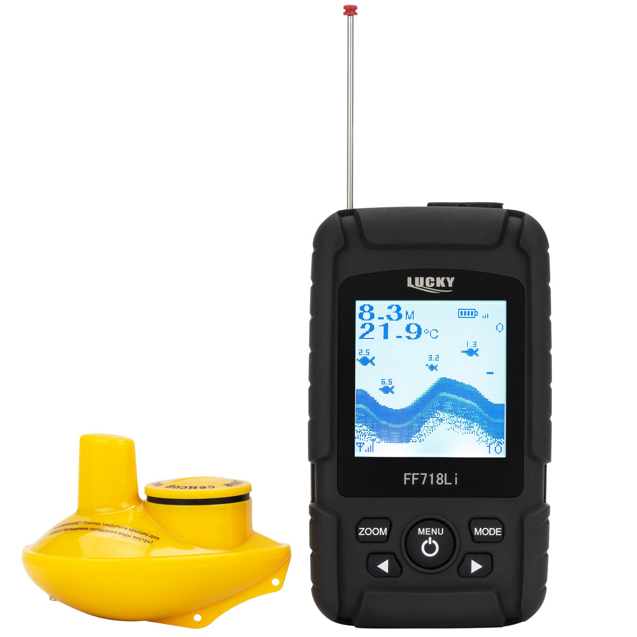 Бездротовий ехолот Lucky FF718Li-W з акумулятором для літньої та зимової риболовлі з берега і човна, фото 1