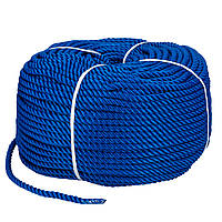 Мотузка Polyester 3 strand rope 12mm*200m blue для швартування човна і катера