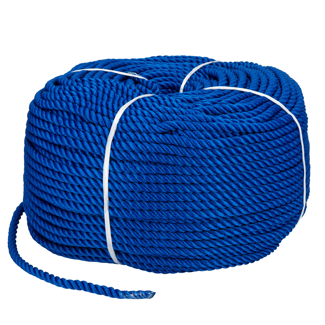 Мотузка Polyester 3 strand rope 12mm*200m blue для швартування човна і катера