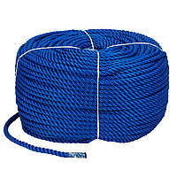 Мотузка Polyester 3 strand rope 10mm*200m blue для швартування човна і катера