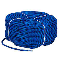 Веревка Polyester 3 strand rope 8mm*200m blue для швартовки лодки и катера 8mm 200m blue