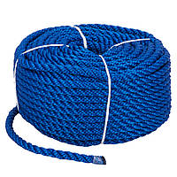 Веревка Polyester 3 strand rope 8mm*30m blue для швартовки лодки и катера 8mm 30m blue