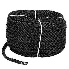 Мотузка Polyester 3 strand rope 8mm*30m black для швартування човна і катера