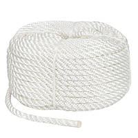Веревка Polyester 3 strand rope 6mm*30m white для швартовки лодки и катера 6mm 30m white