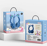 Дитячі бездротові навушники Єдиноріг Cat STN-27 LED Bluetooth навушники з котячими вушками та підсвіткою, фото 4