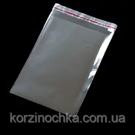 Пакети для упаковки прозорі з клейкою стрічкою та клапаном 17*22,5+4\25мк(1000 шт)