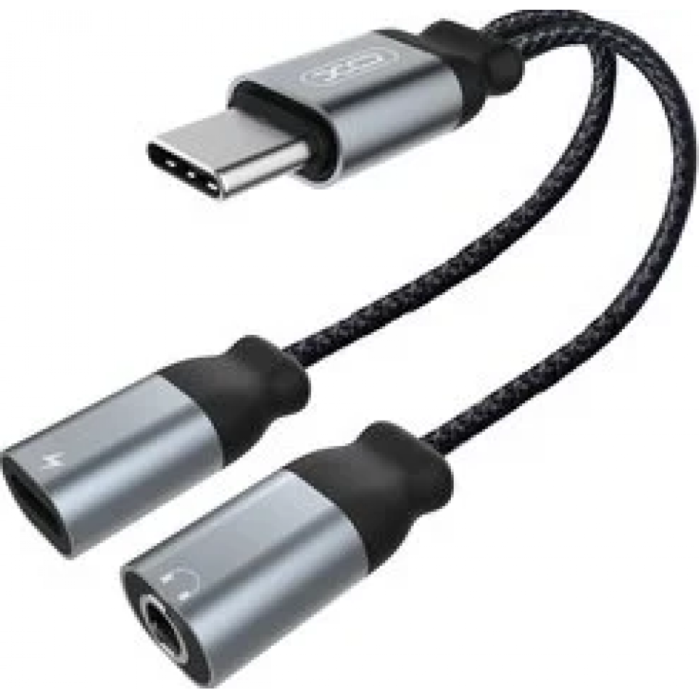 Перехідник XO NBR160B audio adapt Type-c to Type-c +3.5mm connector Колір Чорний 6920680872862