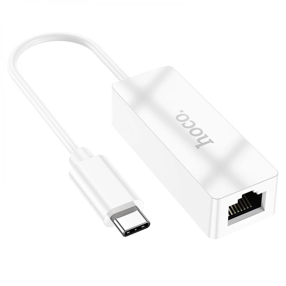 Перехідник Hoco UA22 Type C to Ethernet adapter (100 Mbps) Колір Бiлий 6931474784124