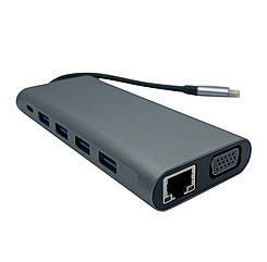USB-хаб XON SmartHub 12 в 1 (Ethernet, VGA, HDMI, 3.5 Audio, SD/TF, 2xType-C, 4xUSB3.0) (UHCHP126300G 6198)