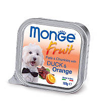 Влажный корм для собак Monge (Монж) dog FRUIT паштет c уткой и апельсином 100гр*16шт