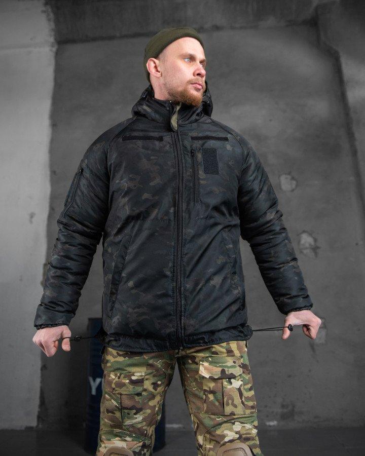 Военная куртка зимняя утепленная на силиконе, тактический бушлат с подкладкой OMNI-HEAT черный мультикам XL - фото 6 - id-p2086685900