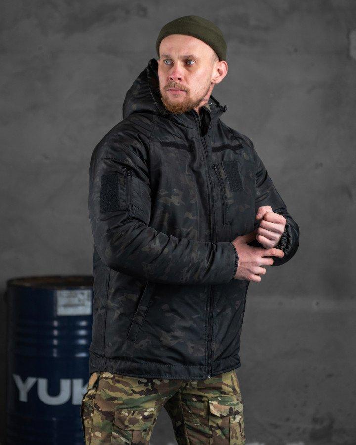 Военная куртка зимняя утепленная на силиконе, тактический бушлат с подкладкой OMNI-HEAT черный мультикам XL - фото 8 - id-p2086685900