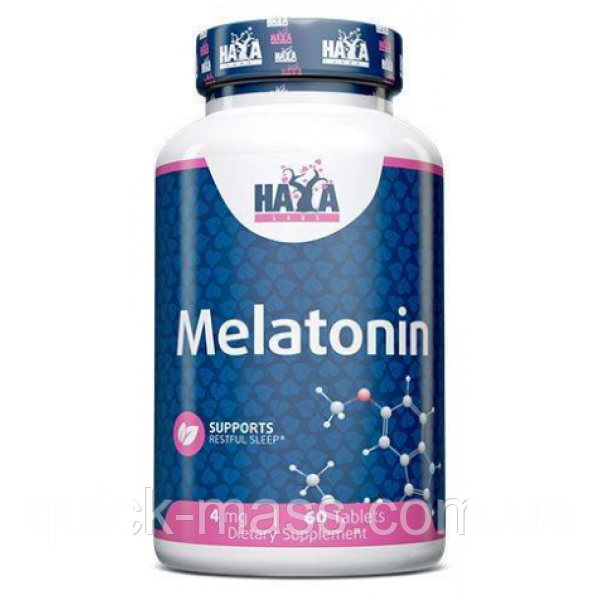 Мелатонін для нормалізації сну HayaLabs Melatonin 4 мг - 60 таб, фото 1