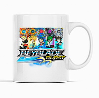 Белая кружка (чашка) с оригинальным принтом игры Beyblade "Волчок Beyblade burst - Бейблэйд берст. Персонажи"
