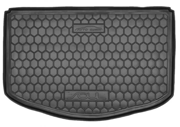 Килимок в багажник для  Kia Soul (2014>) (нижняя полка ) (без органайзера) гумовопластик AVTO-Gumm автогум, фото 1