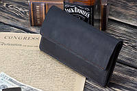 Мужской клатч портмоне для денег документов карт NORD черный из натуральной кожи