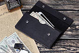 Чоловічий клатч портмоне для грошей документів карт NORD чорний з натуральної шкіри, фото 5