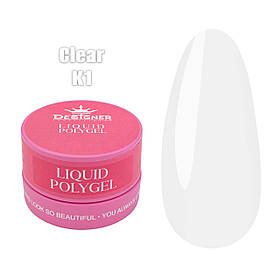 Полігель рідкий 30 мл Дизайнер. Liquid poligel у банку для нарощування та зміцнення нігтів K1 - Clear