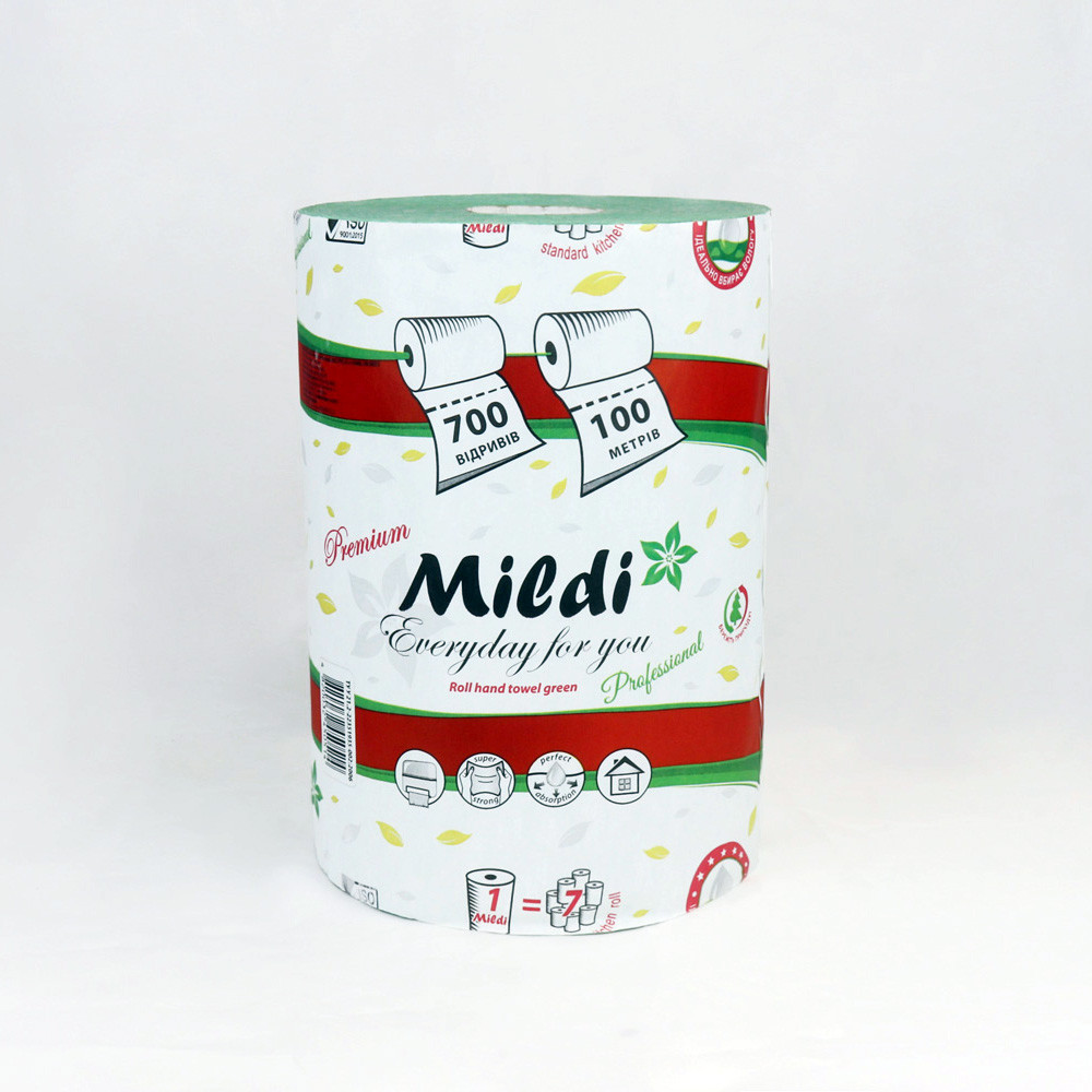 Рушники рулонні зелені Mildi Premium, 100 м (2 шт./уп.)