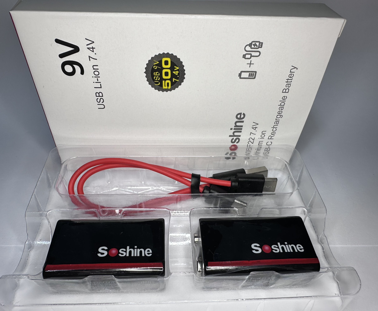 Аккумулятор крона Soshine 500mAh 9V, Li-ion з портом USB Type-C