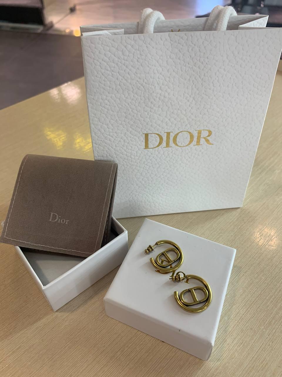 Діор сережки маленькі кільця в подарунковому брендовому пакованні/сережки кільцями, фото 1