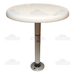 Комплект стіл круглий для човна і катера діаметр 68см основа алюміній із замком