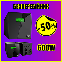 Источник бесперебойного питания 600W для дома и ПК, UPS с аппроксимированной синусоидой Green Cell 1000VA Bar