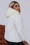 Куртка жіноча коротка осінь-зима з імітацією худі, фото 7