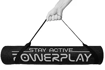 Килимок для йоги та фітнесу PowerPlay 4010 PVC Yoga Mat Чорний (173x61x0.6)