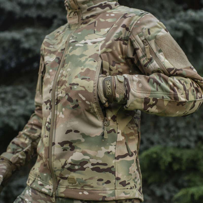 Камуфляжная куртка мультикам M-tac, тактическая куртка софтшел, военный бушлат с множеством карманов - фото 4 - id-p2086746505