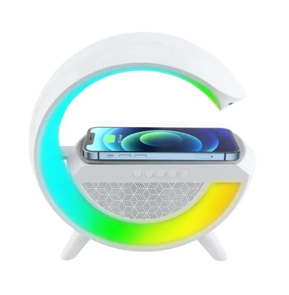 Настільна смарт лампа 3в1, нічник  RGB з Bluetooth колонкою + бездротова зарядка
