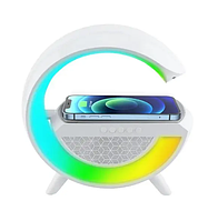 Настольная смарт лампа 3в1, ночник RGB с колонкой Bluetooth + беспроводная зарядка