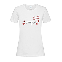 Белая женская футболка Gossip girl xoxo (13-19-3-білий)