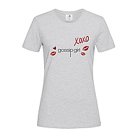 Светло-серая женская футболка Gossip girl xoxo (13-19-3-світло-сірий меланж)