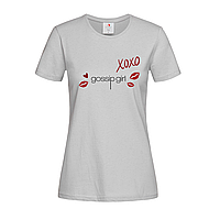 Серая женская футболка Gossip girl xoxo (13-19-3-сірий)