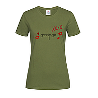 Армейская женская футболка Gossip girl xoxo (13-19-3-армійський)