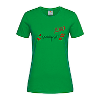 Зеленая женская футболка Gossip girl xoxo (13-19-3-зелений)