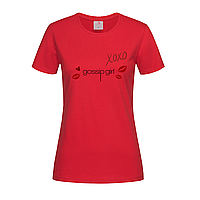 Красная женская футболка Gossip girl xoxo (13-19-3-червоний)