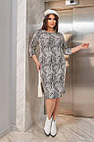 Красивое трикотажное прямое платье больших размеров с принтом (р.52-58). Арт-2529/17, фото 5