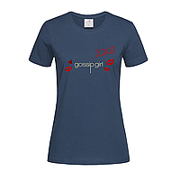 Темно-синяя женская футболка Gossip girl xoxo (13-19-3-темно-синій)