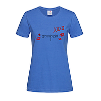 Синяя женская футболка Gossip girl xoxo (13-19-3-синій)