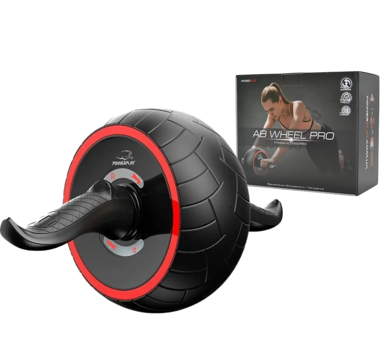 Колесо ( ролик ) для преса PowerPlay 4326 зі зворотним механізмом AB Wheel Pro Чорно-червоне