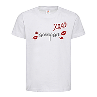 Белая детская футболка Gossip girl xoxo (13-19-3-білий)