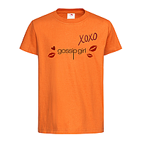 Оранжевая детская футболка Gossip girl xoxo (13-19-3-помаранчевий)