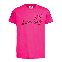 Розовая детская футболка Gossip girl xoxo (13-19-3-рожевий)
