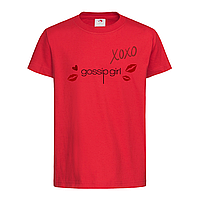 Красная детская футболка Gossip girl xoxo (13-19-3-червоний)
